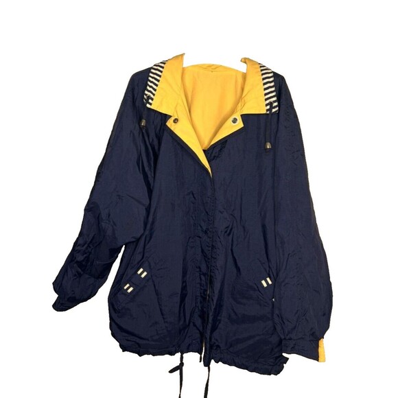 Vintage Men's Current Seen Reversible Windbreaker Jacket Navy Blue Yellow Size L - Picture 3 of 13